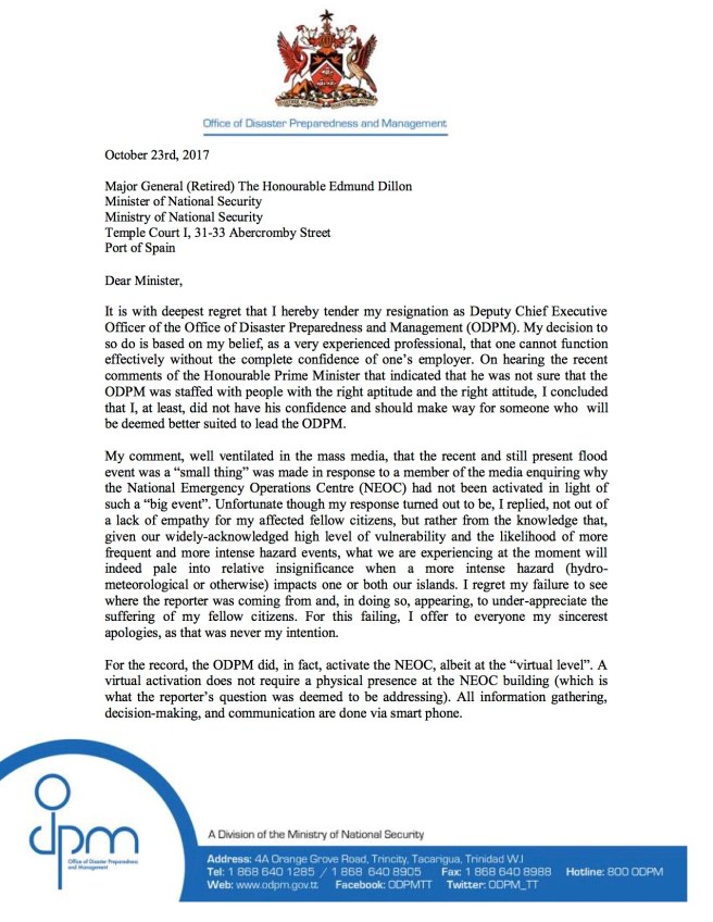 Letter to MNS re resignation